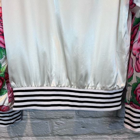 Joyrich Men’s Small Rose City White Satin Bomber Jacket - Floral Sleeves - Picture 9 of 13